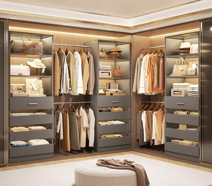 12-Drawer Customizable L-Shaped Closet System