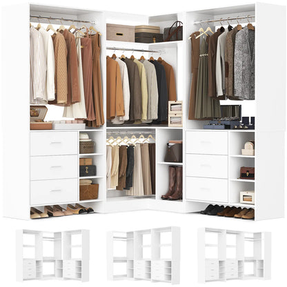 Closet System with 6 Drawers, 4 Hanging Rods & Corner Tower