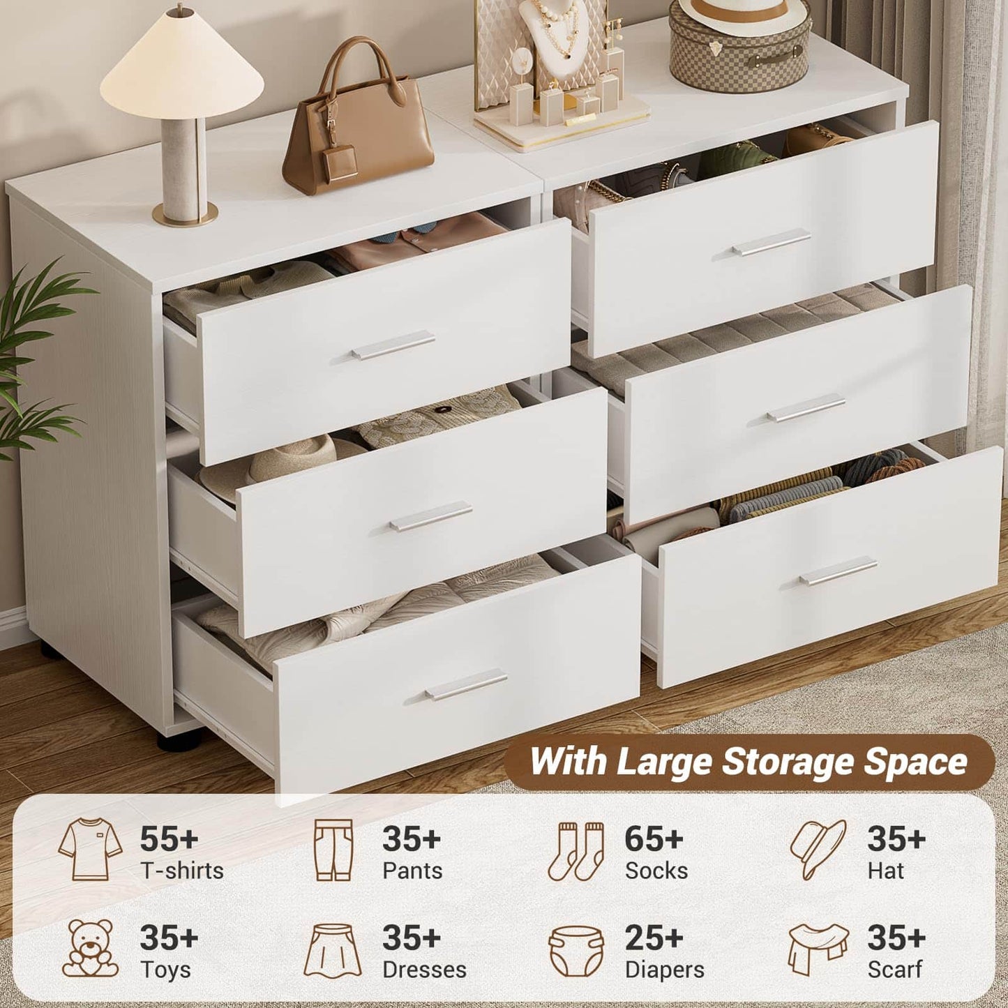 2-Pack Stackable Large Walk-in Closet Drawer System, Heavy-Duty Storage Organizer for Bedroom, Living Room & Closet