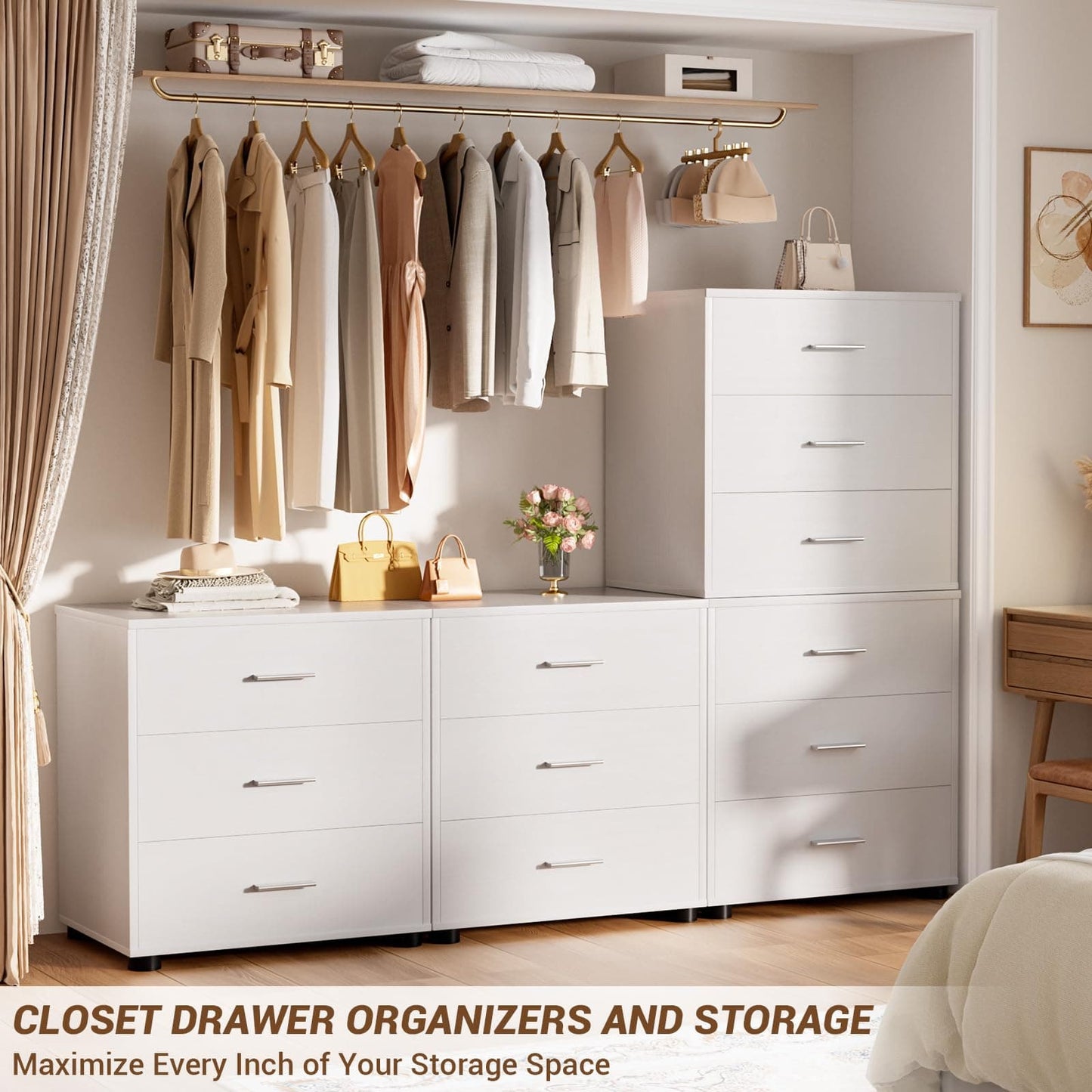 2-Pack Stackable Large Walk-in Closet Drawer System, Heavy-Duty Storage Organizer for Bedroom, Living Room & Closet
