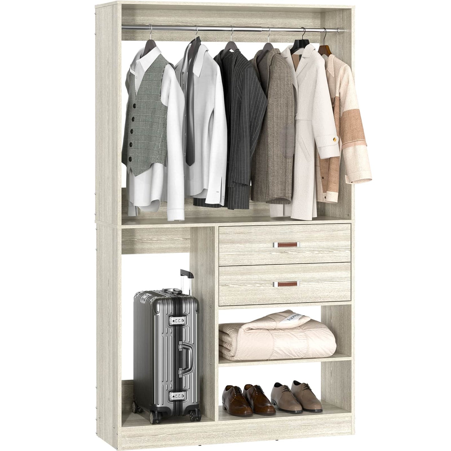 40 Inches Freestanding Closet System with Suitcase Storage