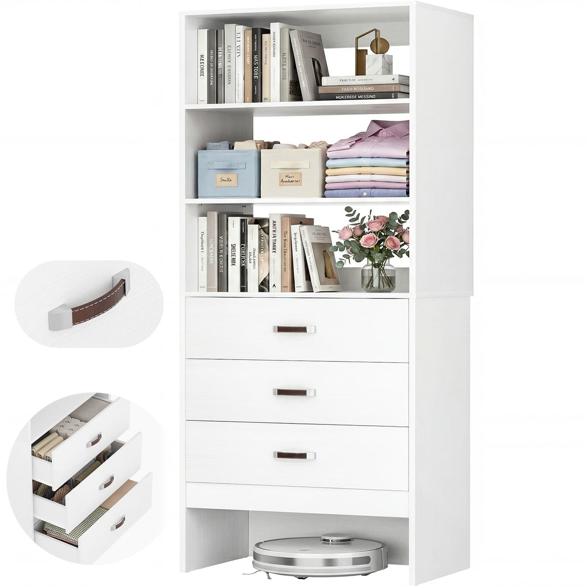 1.8FT Closet System with Leather Handles for Small Space