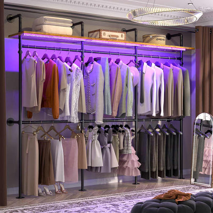 Industrial Pipe Clothing Rack, Heavy Duty Garment Rack