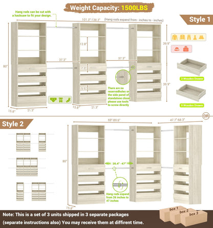 12-Drawer Customizable L-Shaped Closet System