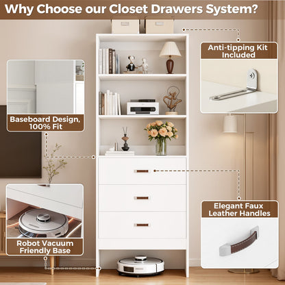 1.8FT Closet System with Leather Handles for Small Space