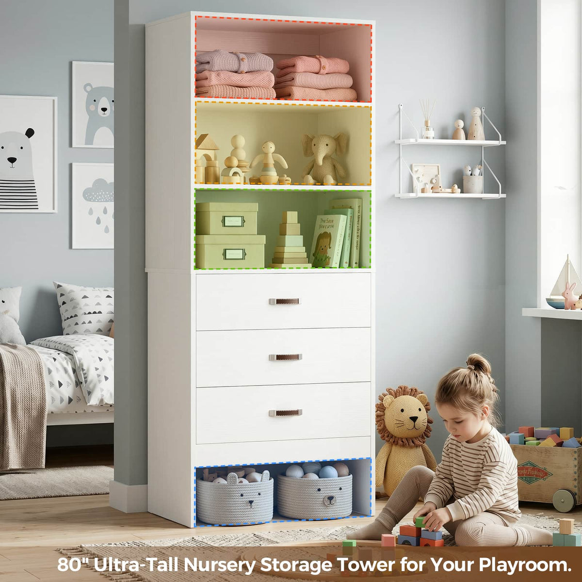 1.8FT Closet System with Leather Handles for Small Space