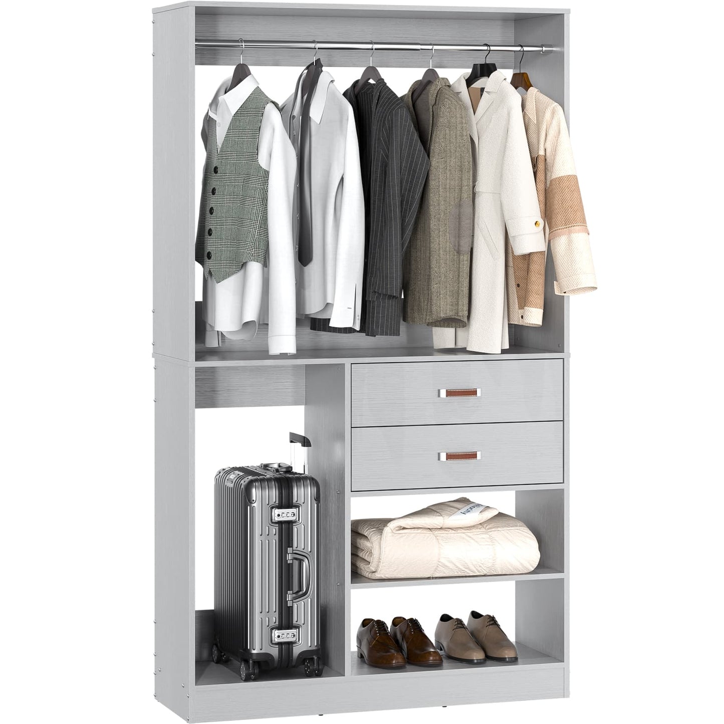 40 Inches Freestanding Closet System with Suitcase Storage