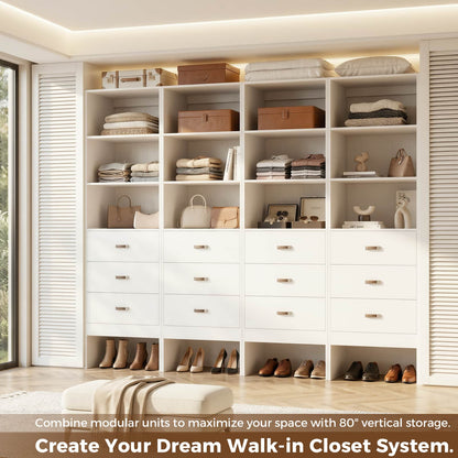 1.8FT Closet System with Leather Handles for Small Space