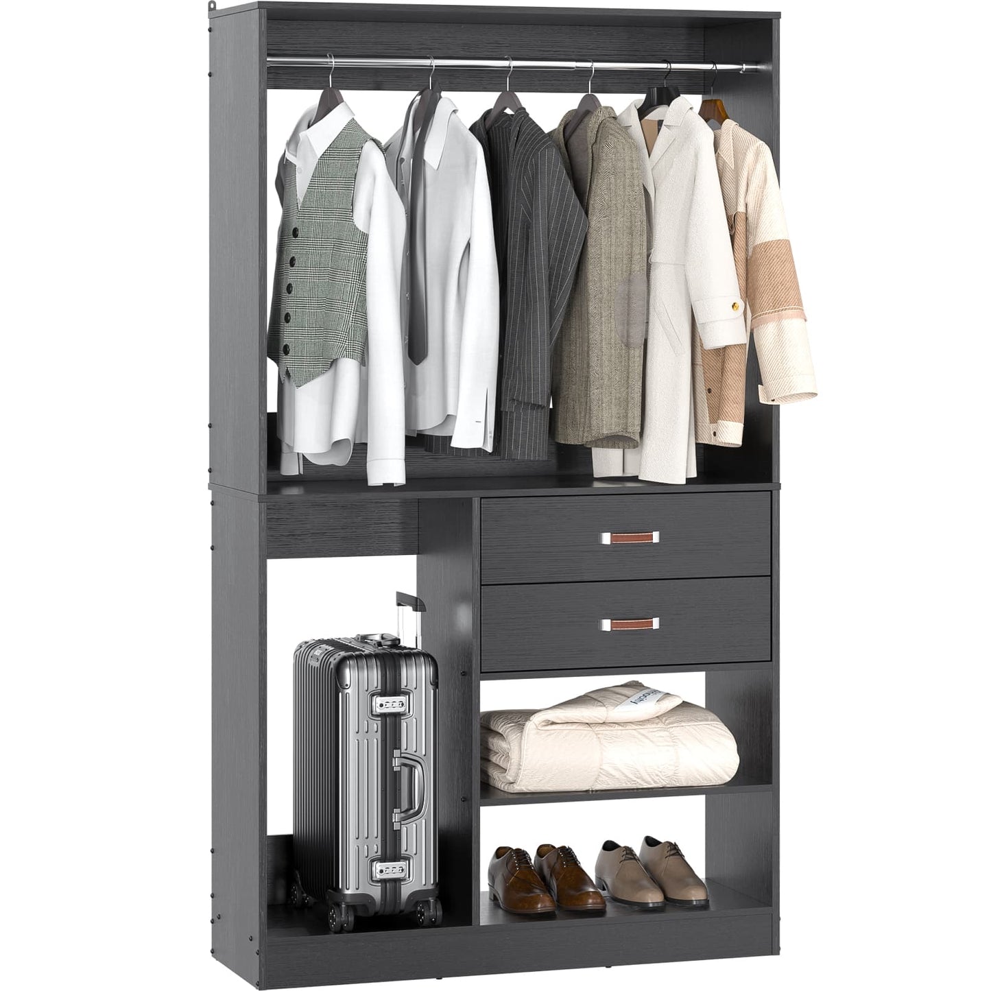 40 Inches Freestanding Closet System with Suitcase Storage