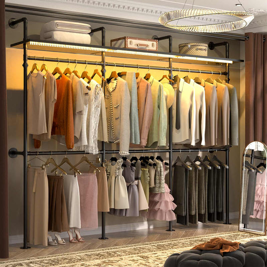 Industrial Pipe Clothing Rack, Heavy Duty Garment Rack