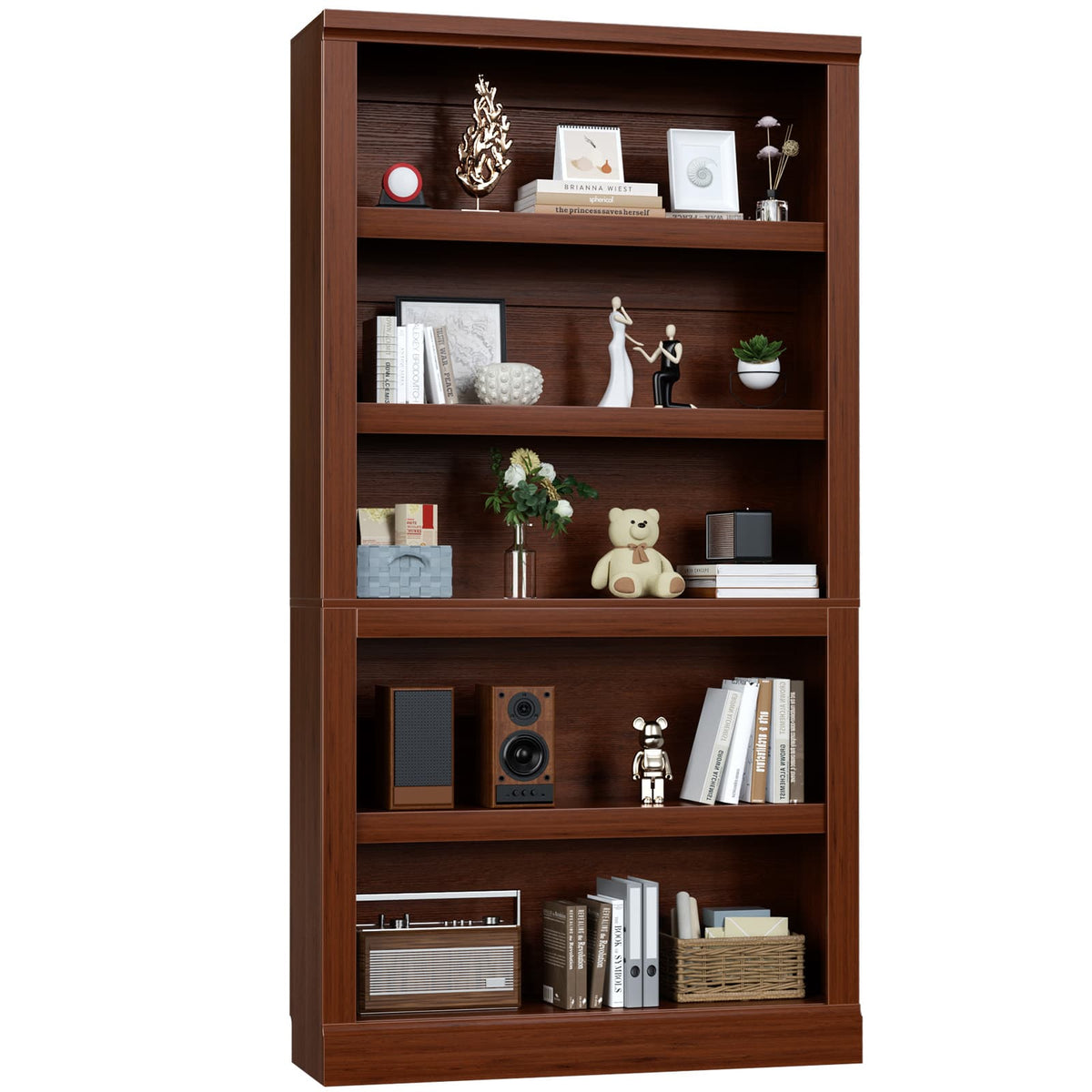 71” Tall Bookcase with Adjustable Storage Shelves