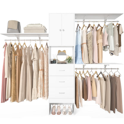96 '' Closet Organizer System with Wood Drawers and Doors