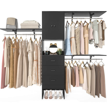 96 '' Closet Organizer System with Wood Drawers and Doors