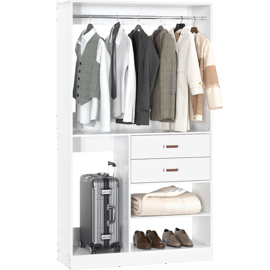 40 Inches Freestanding Closet System with Suitcase Storage