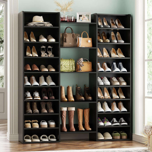 14-Tier Shoe Organizer - Holds 46+ Pairs, 22-Cubby Space-Saving Shoe Cabinet for Entryway, Hallway, Bedroom
