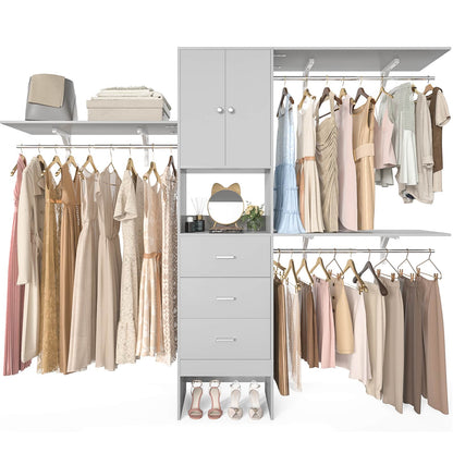 96 '' Closet Organizer System with Wood Drawers and Doors