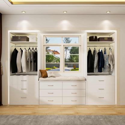 4FT (48 Inch) Closet Organizer System,Set of 2 - 6 Wood Drawers, 2 Hanging Rods & 2 Shelves