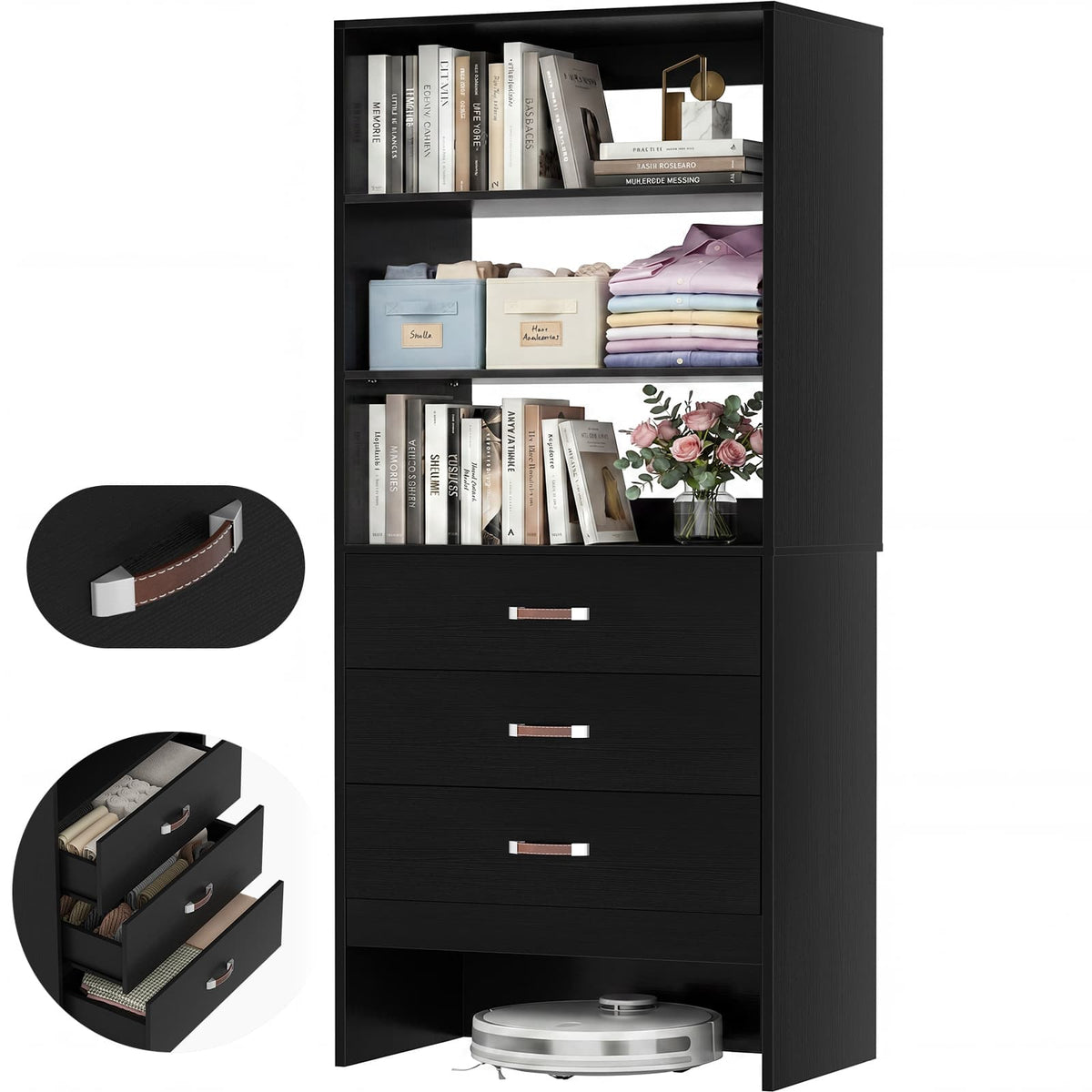 1.8FT Closet System with Leather Handles for Small Space