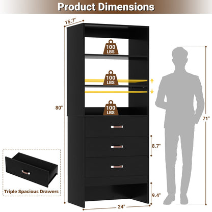 1.8FT Closet System with Leather Handles for Small Space