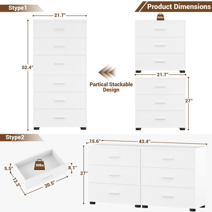 2-Pack Stackable Large Walk-in Closet Drawer System, Heavy-Duty Storage Organizer for Bedroom, Living Room & Closet