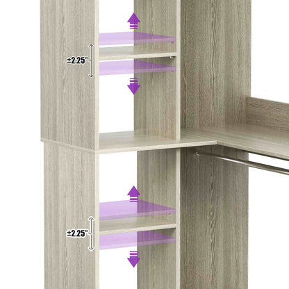 36" Corner Closet System - 2 Rods, Hutches, and 5 Shelves for Versatile Storage, Sturdy and Durable Design Armoire Closet Organizer