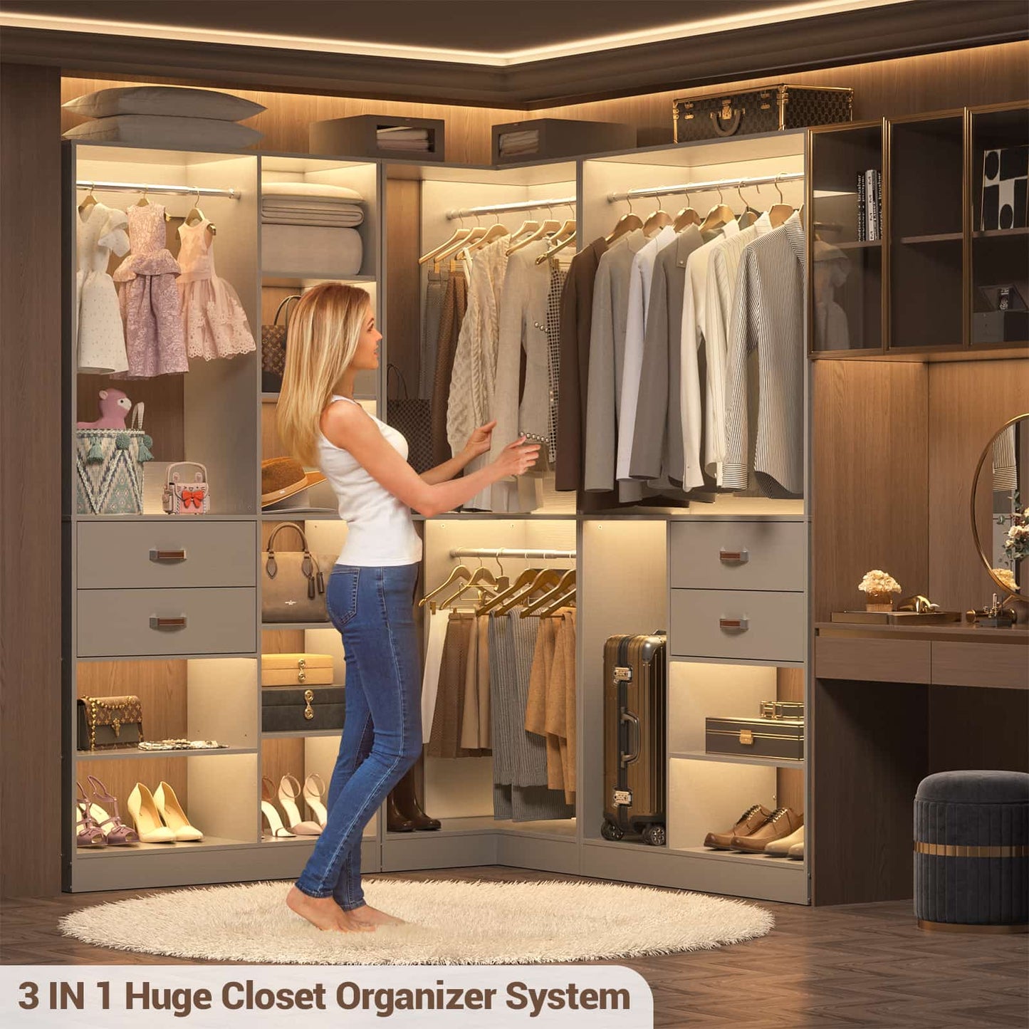 Freestanding Closet System with 3 Sets