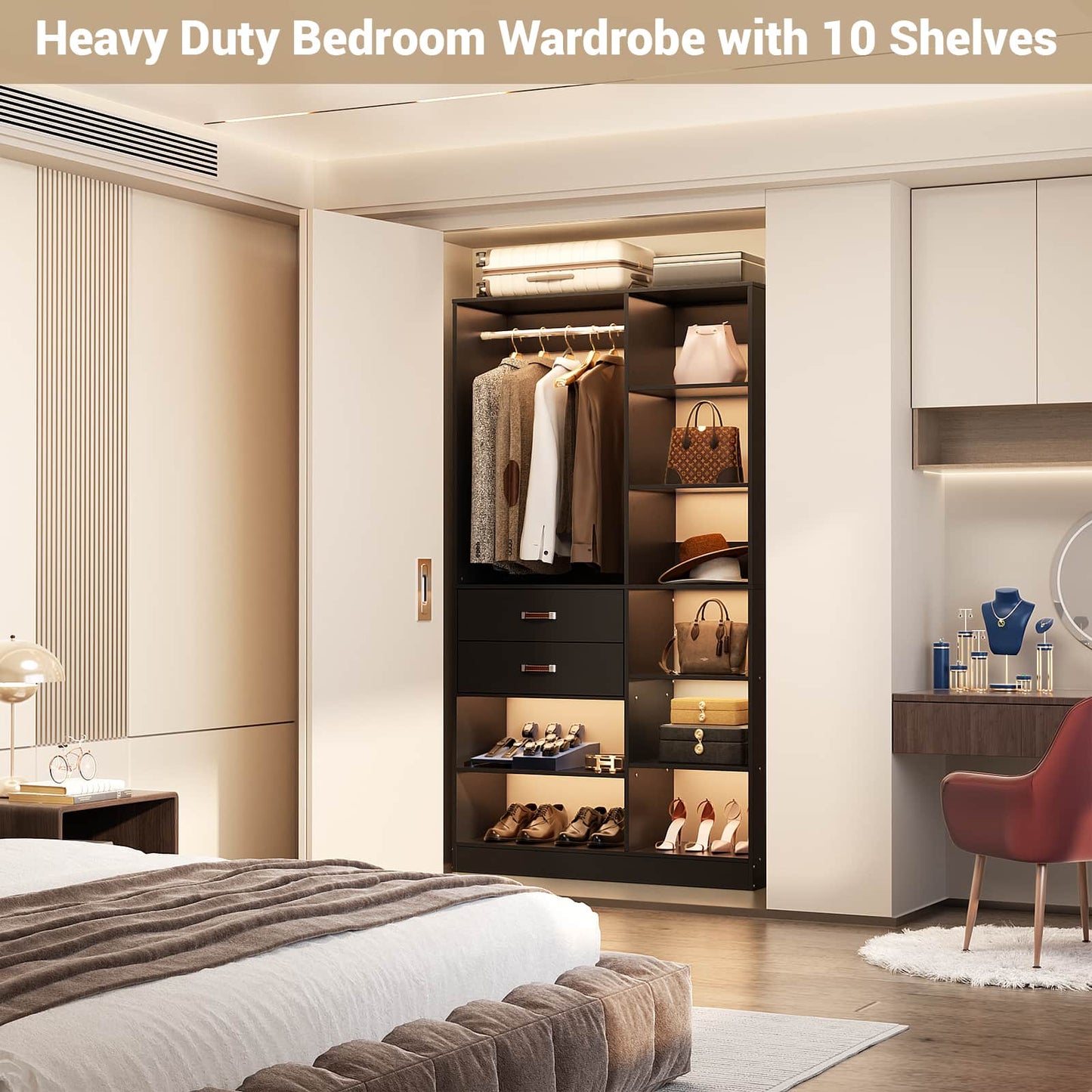 40 Inches Freestanding Closet System with 10 Shelves