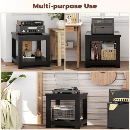 20-Inch Square Farmhouse End Table with Storage Shelf - Industrial Style for Bedroom & Living Room