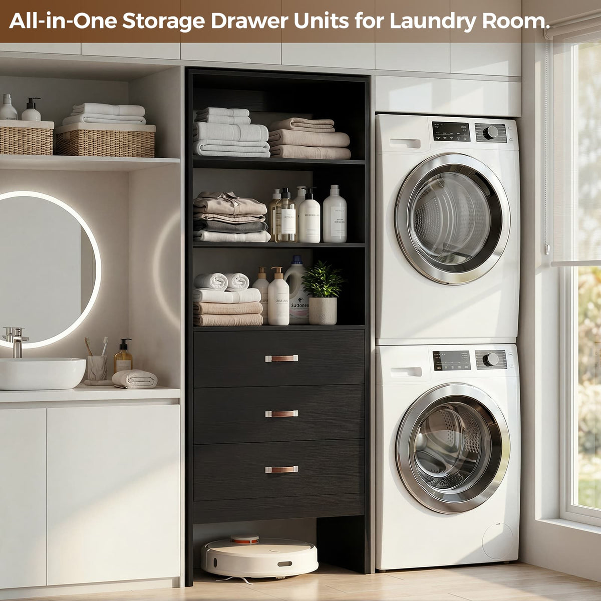 1.8FT Closet System with Leather Handles for Small Space