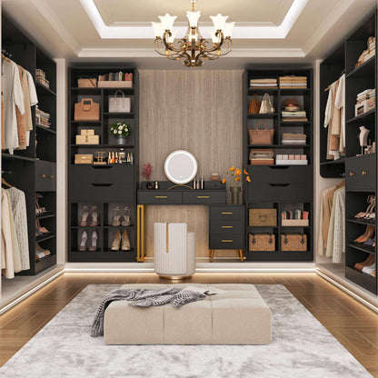 4-Pack 9-Tier Tall Bookshelves with 2 Drawers, 80" Narrow Freestanding Bookcases, Space-Saving Wood Display Storage Shelves for Living Room, Home Office, Bedroom