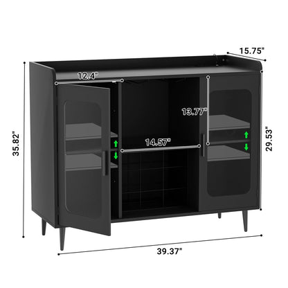 Assembled Wine Bar Cabinet with Power Outlet and LED Lights