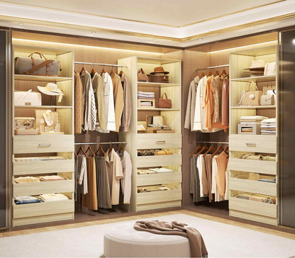 12-Drawer Customizable L-Shaped Closet System
