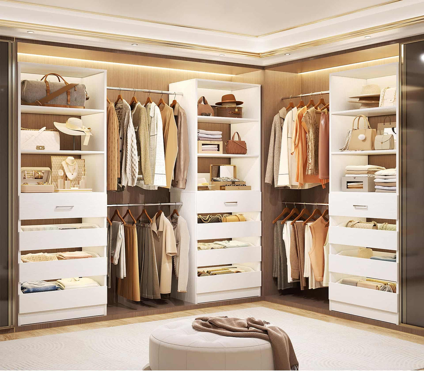 12-Drawer Customizable L-Shaped Closet System