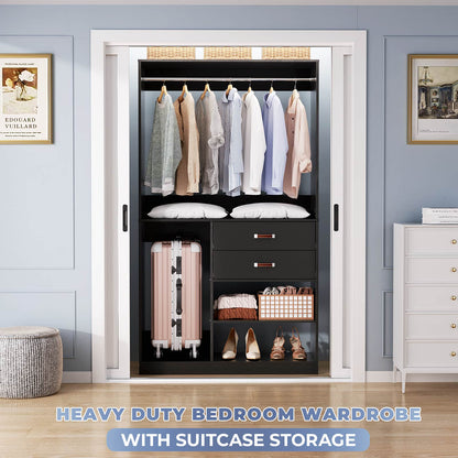40 Inches Freestanding Closet System with Suitcase Storage