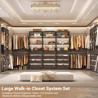 12-Drawer Customizable L-Shaped Closet System