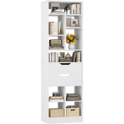 Tall Closet Organizer with 2 Drawers, 79.7" Narrow Freestanding Storage Cabinet, Space-Saving Wood Garment Organizer for Bedroom, Entryway