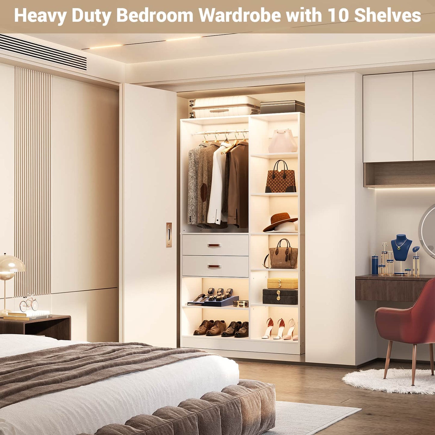 40 Inches Freestanding Closet System with 10 Shelves