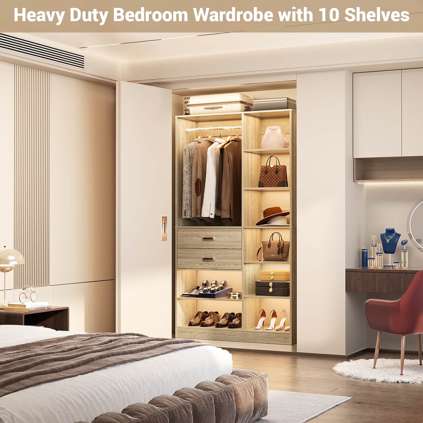40 Inches Freestanding Closet System with 10 Shelves