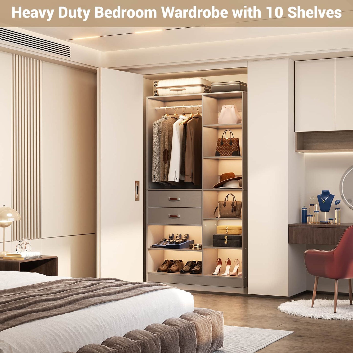 40 Inches Freestanding Closet System with 10 Shelves