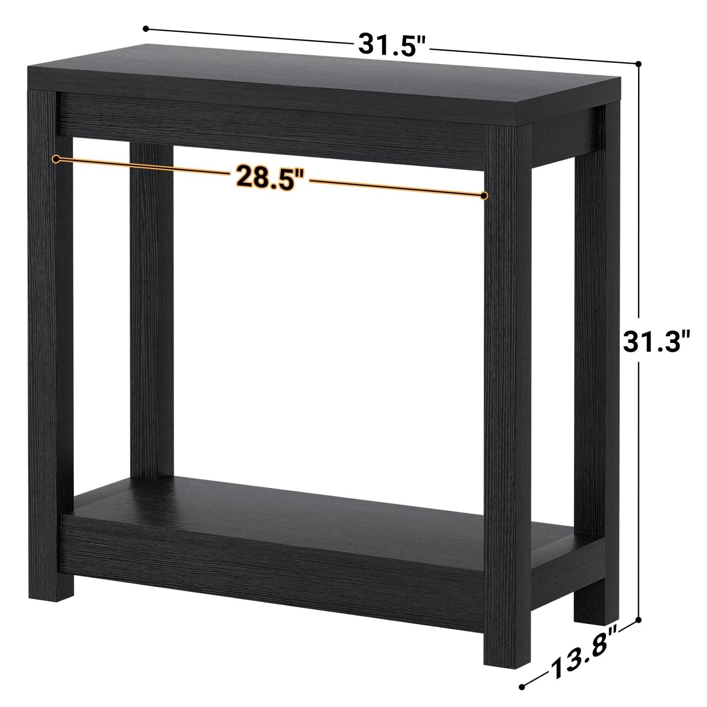 32" Farmhouse Wood Narrow Console Table with Open Storage Shelves: Entryway/Sofa Table, Easy Assembly, Embossed Wood