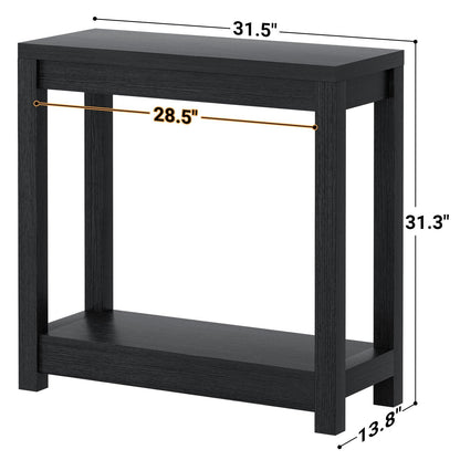 32" Farmhouse Wood Narrow Console Table with Open Storage Shelves: Entryway/Sofa Table, Easy Assembly, Embossed Wood