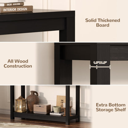 32" Farmhouse Wood Narrow Console Table with Open Storage Shelves: Entryway/Sofa Table, Easy Assembly, Embossed Wood