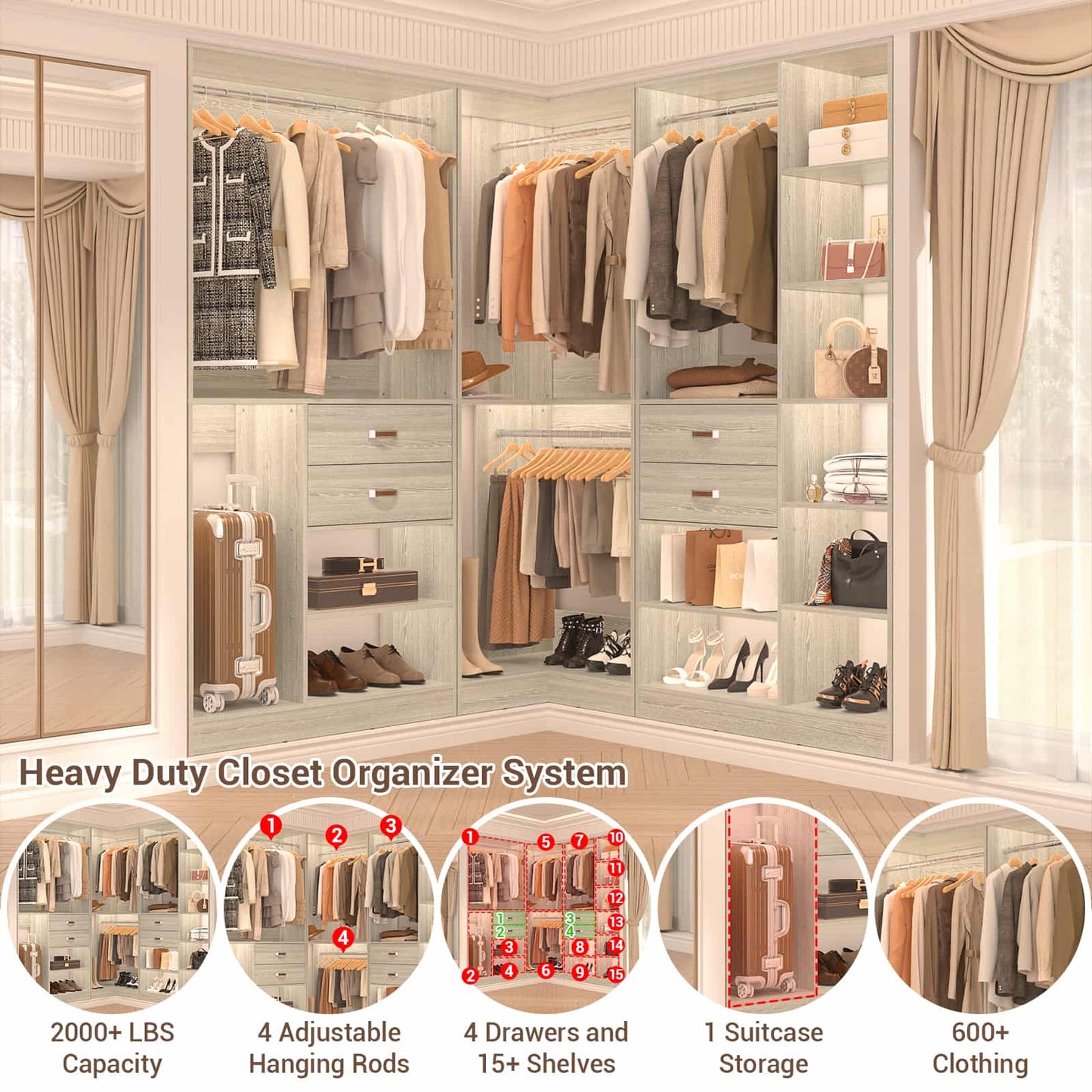 Freestanding Closet System with 3 Sets