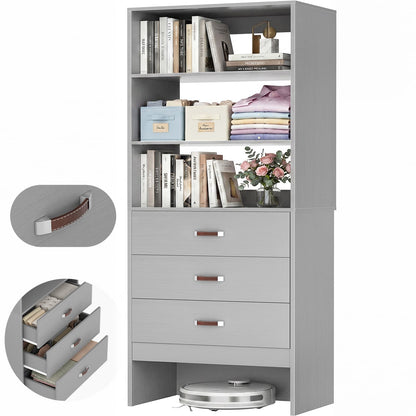 1.8FT Closet System with Leather Handles for Small Space