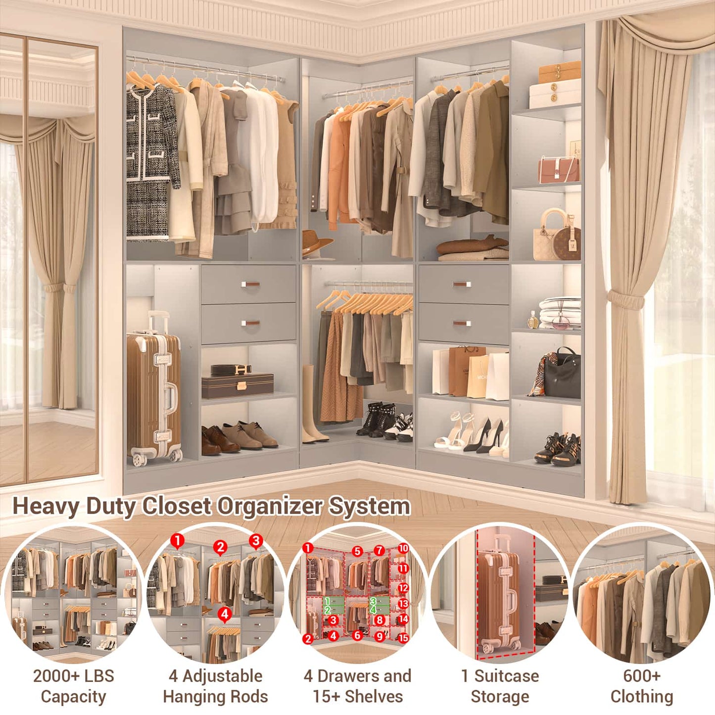 Freestanding Closet System with 3 Sets