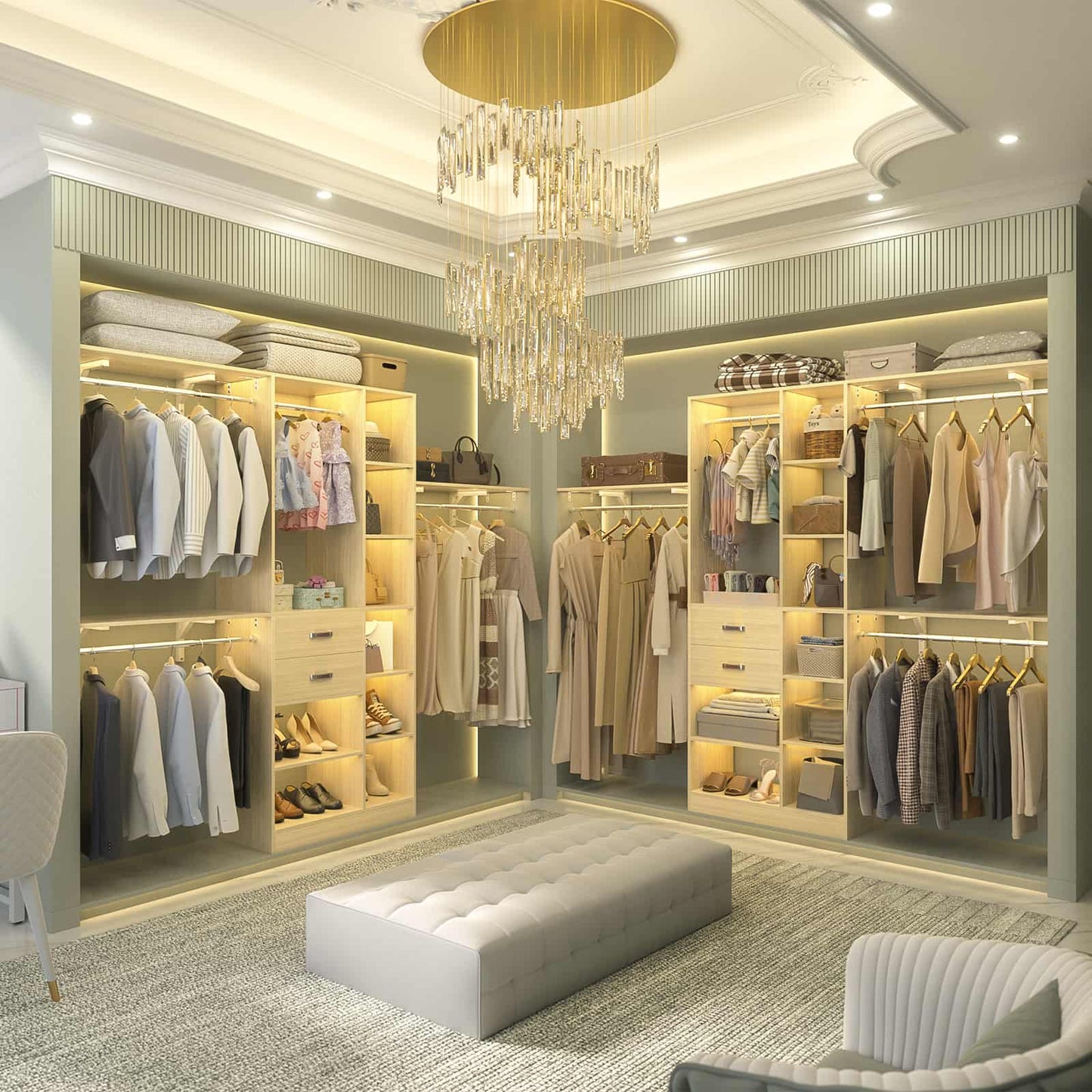 8FT Closet Organizer System with Wood Drawers