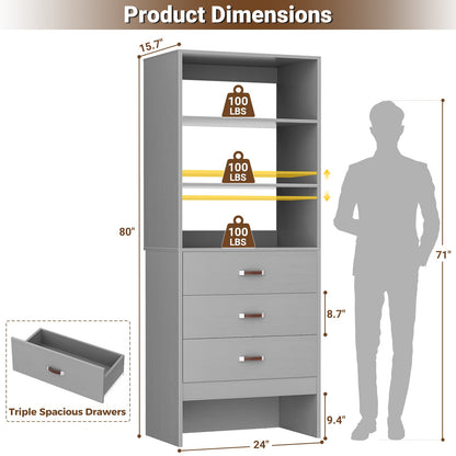 1.8FT Closet System with Leather Handles for Small Space
