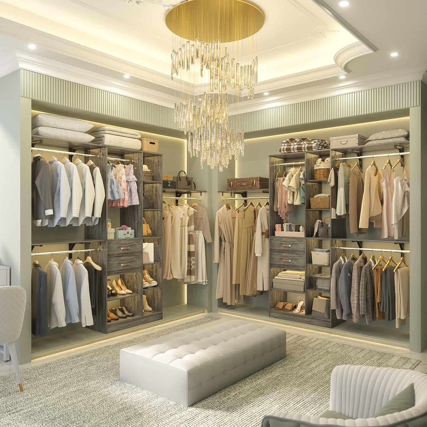 8FT Closet Organizer System with Wood Drawers