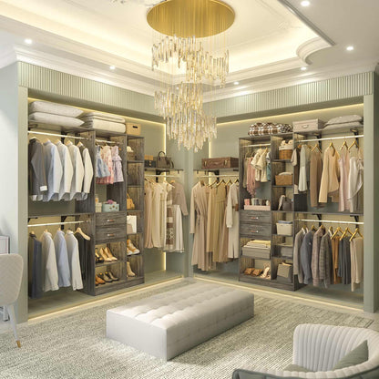 8FT Closet Organizer System with Wood Drawers