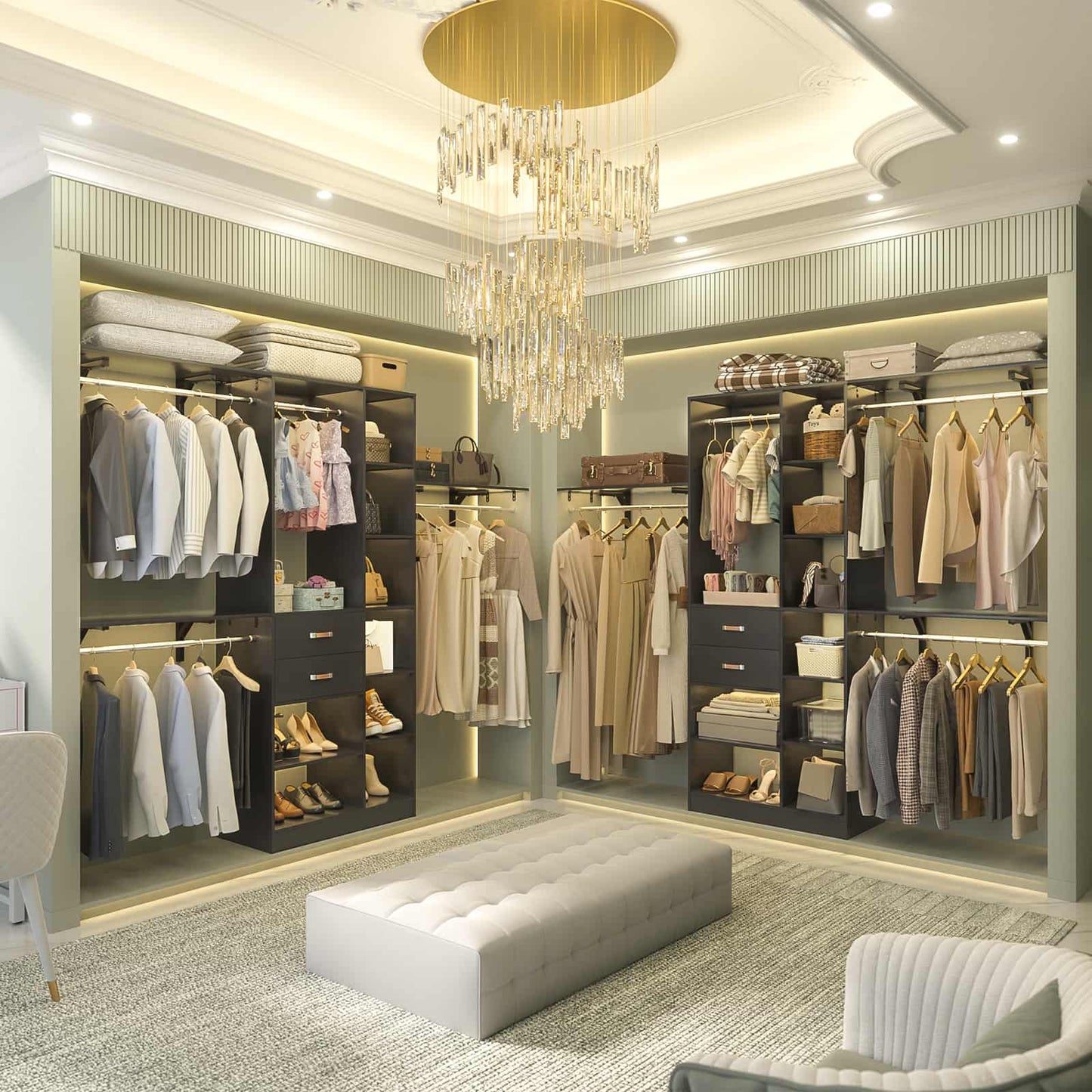 8FT Closet Organizer System with Wood Drawers